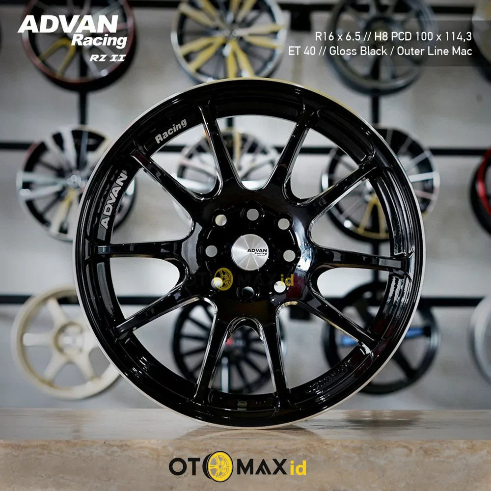 Velg Mobil Advan RZ-II Ring 16 Gloss Black/Outer Line Mac