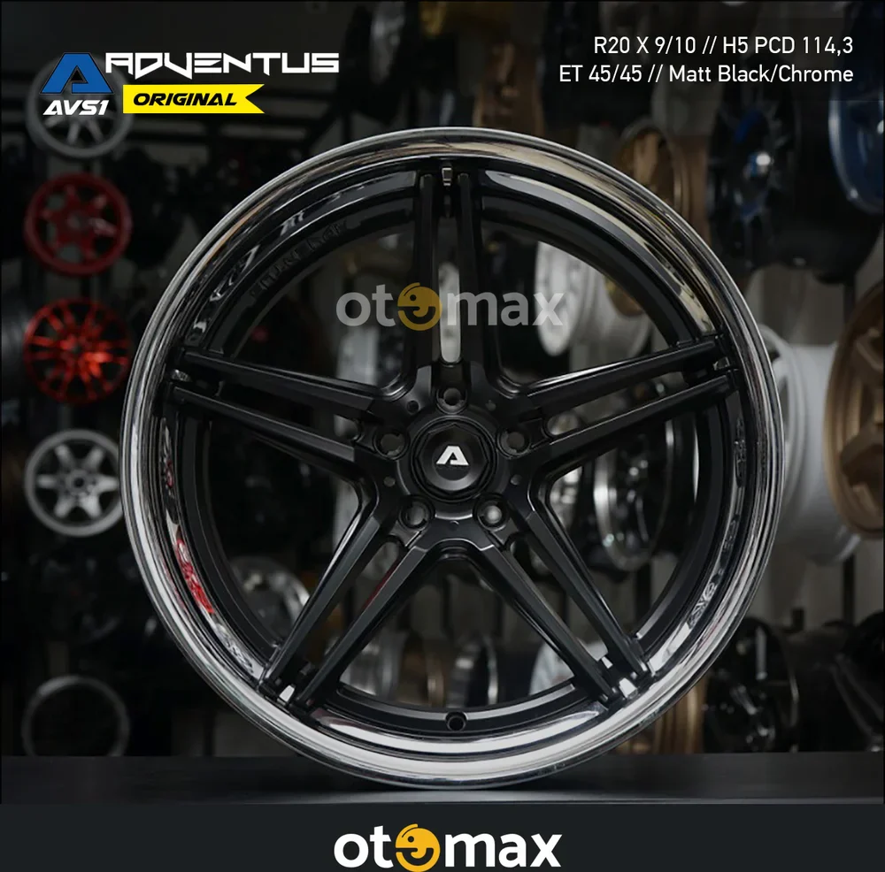 Velg Mobil Adventus Original Ring 20 Matt Black Chrome Lip