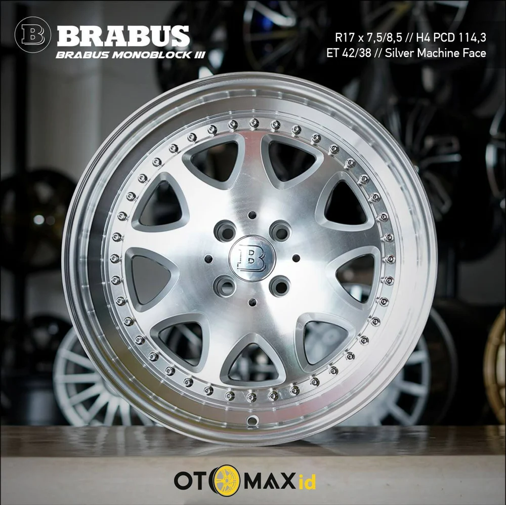 Velg Mobil Brabus Monoblock III Ring 17 H4 PCD 114,3 Silver Machine Face