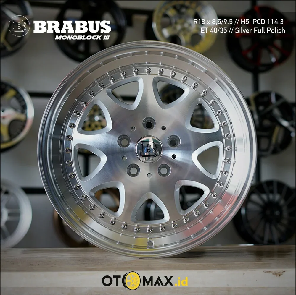 Velg Mobil Brabus Monoblock III Ring 17 H5 Silver Machine Face