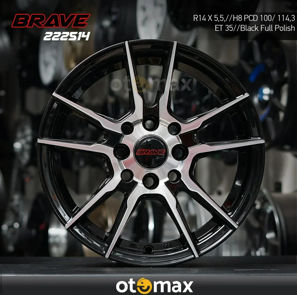 Velg Mobil Brave 2225 Ring 14 Black Full Polish