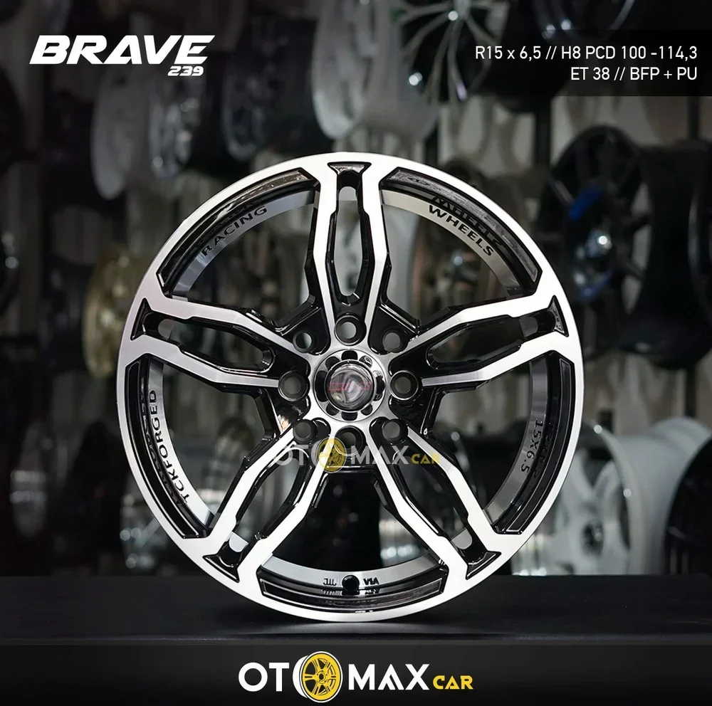 Velg Mobil Brave 239 Ring 15 Black Full Polish Polish Undercut