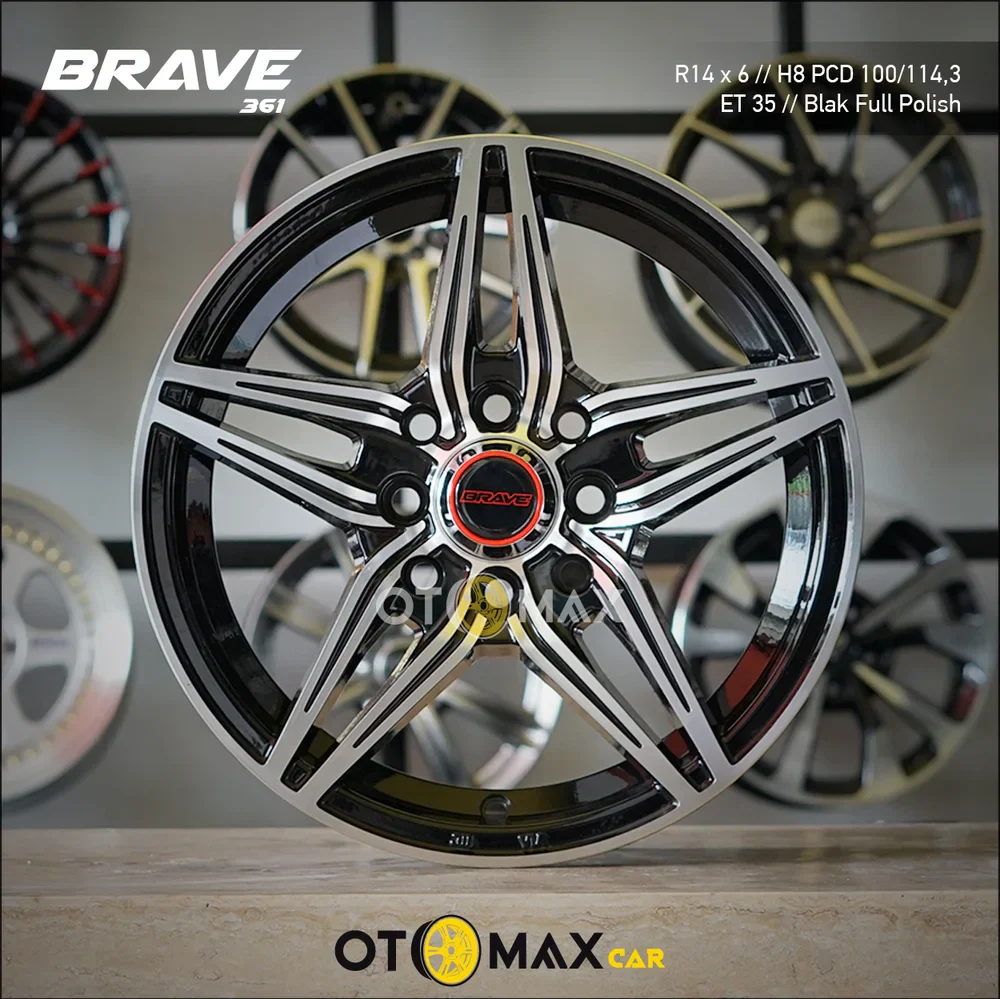 Velg Mobil Brave 361 Ring 14 Black Full Polish