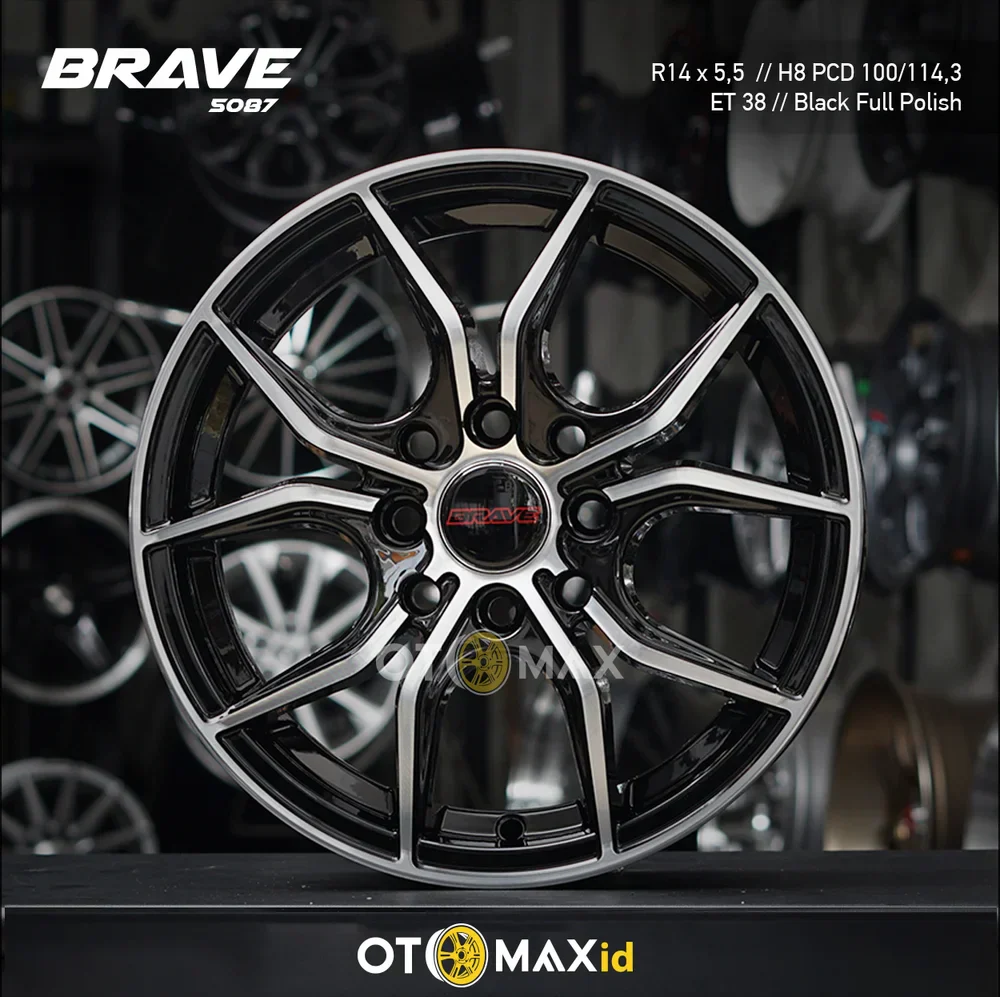 Velg Mobil Brave 5087 Ring 14 Black Fuul Polish