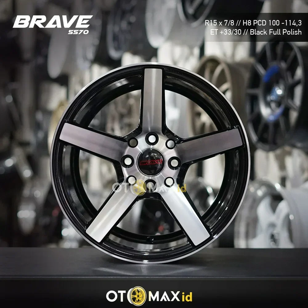Velg Mobil Brave 5570 Ring 15 Black Full Polish