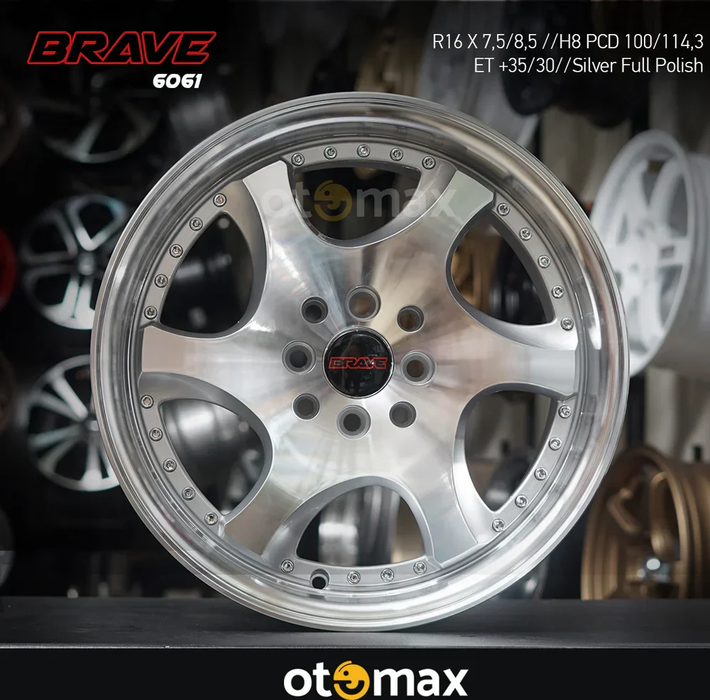 Velg Mobil Brave 6061 Ring 16 Silver Full Polish