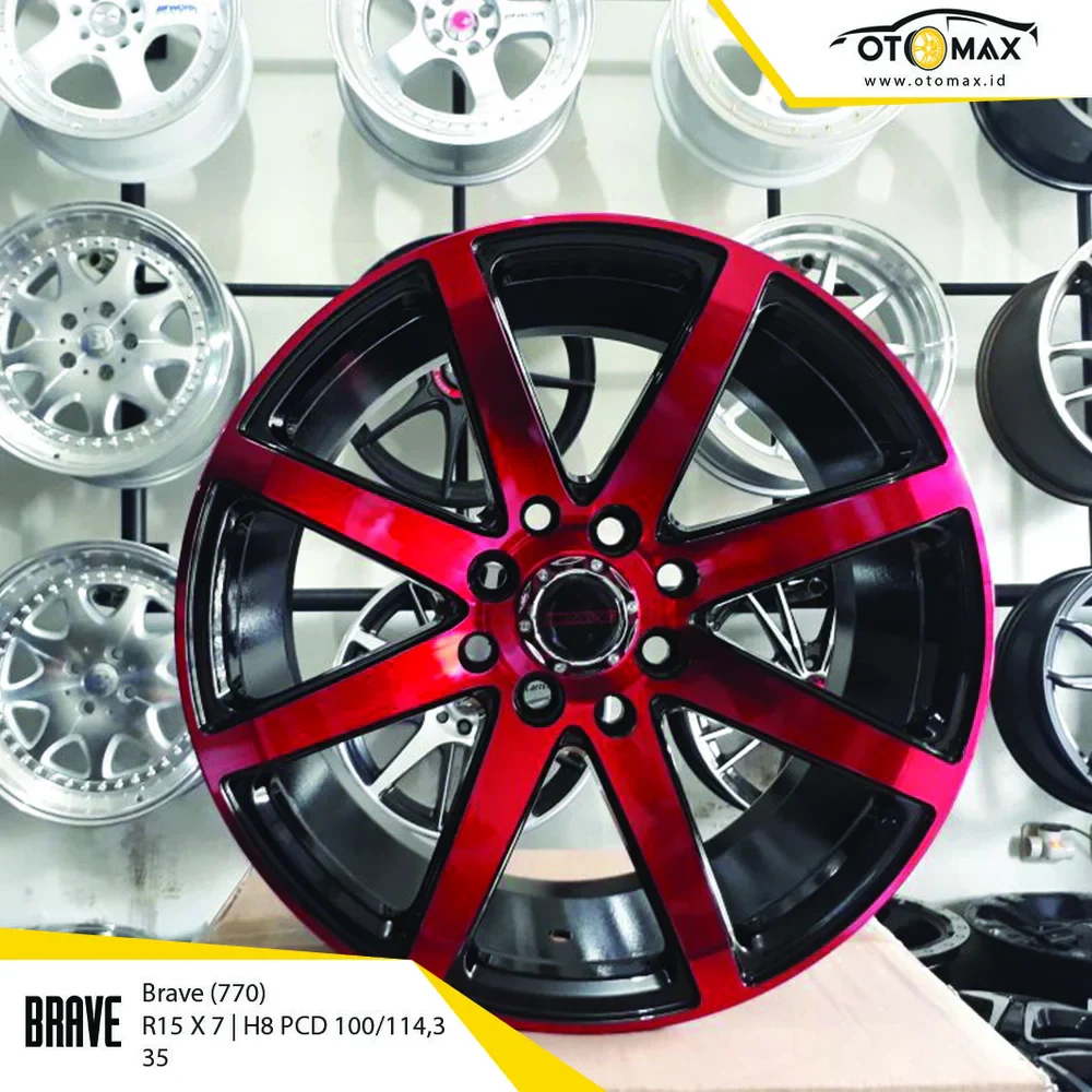 Velg Mobil Brave 770 Ring 15 Black Full Polish Red
