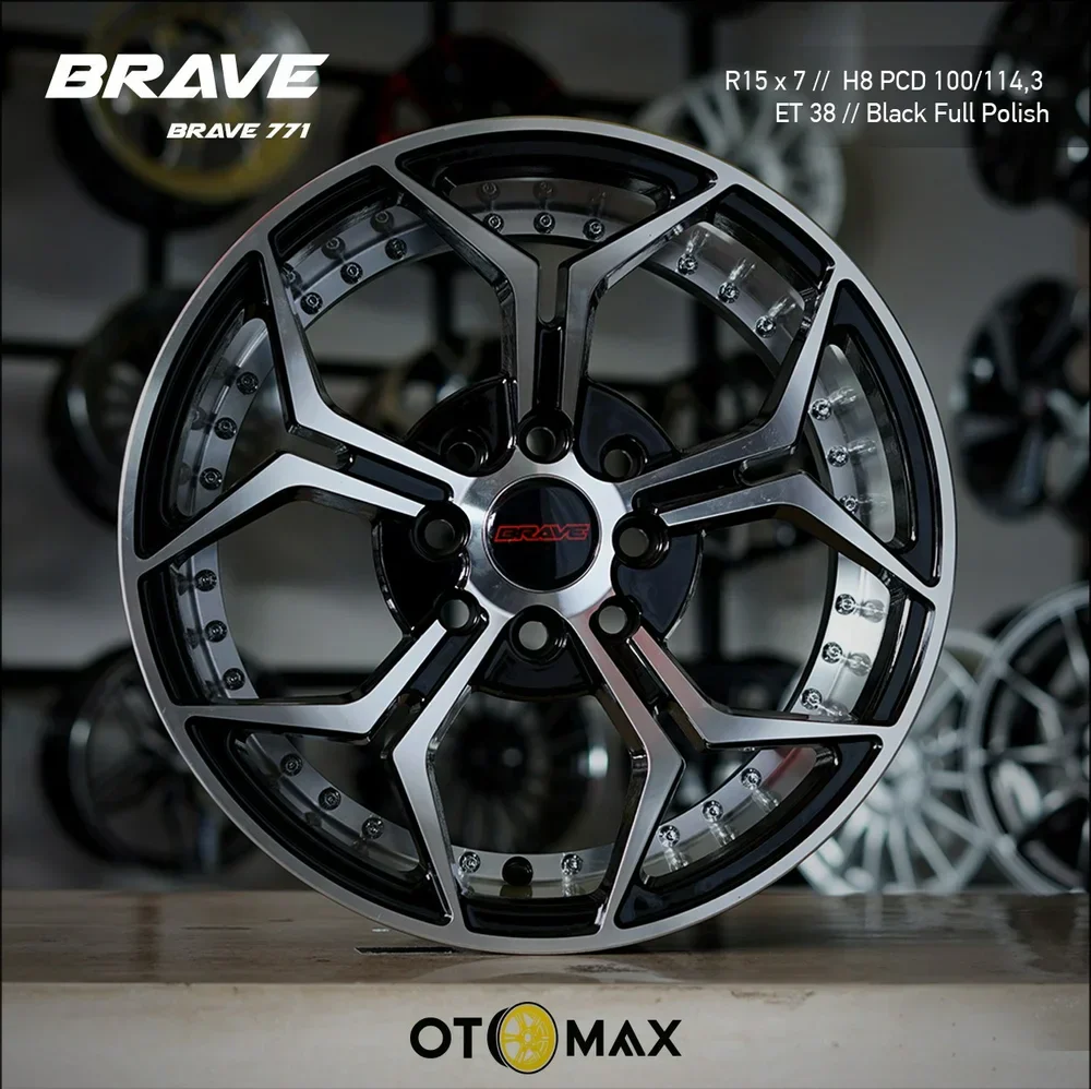 Velg Mobil Brave 771 Ring 15 Black Full Polish PUBCC