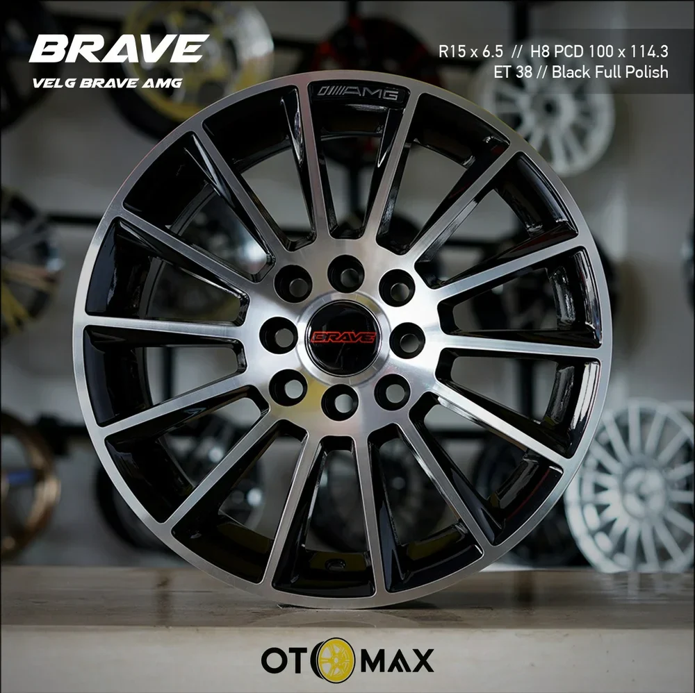 Velg Mobil Brave AMG Ring 15 Black Full Polish