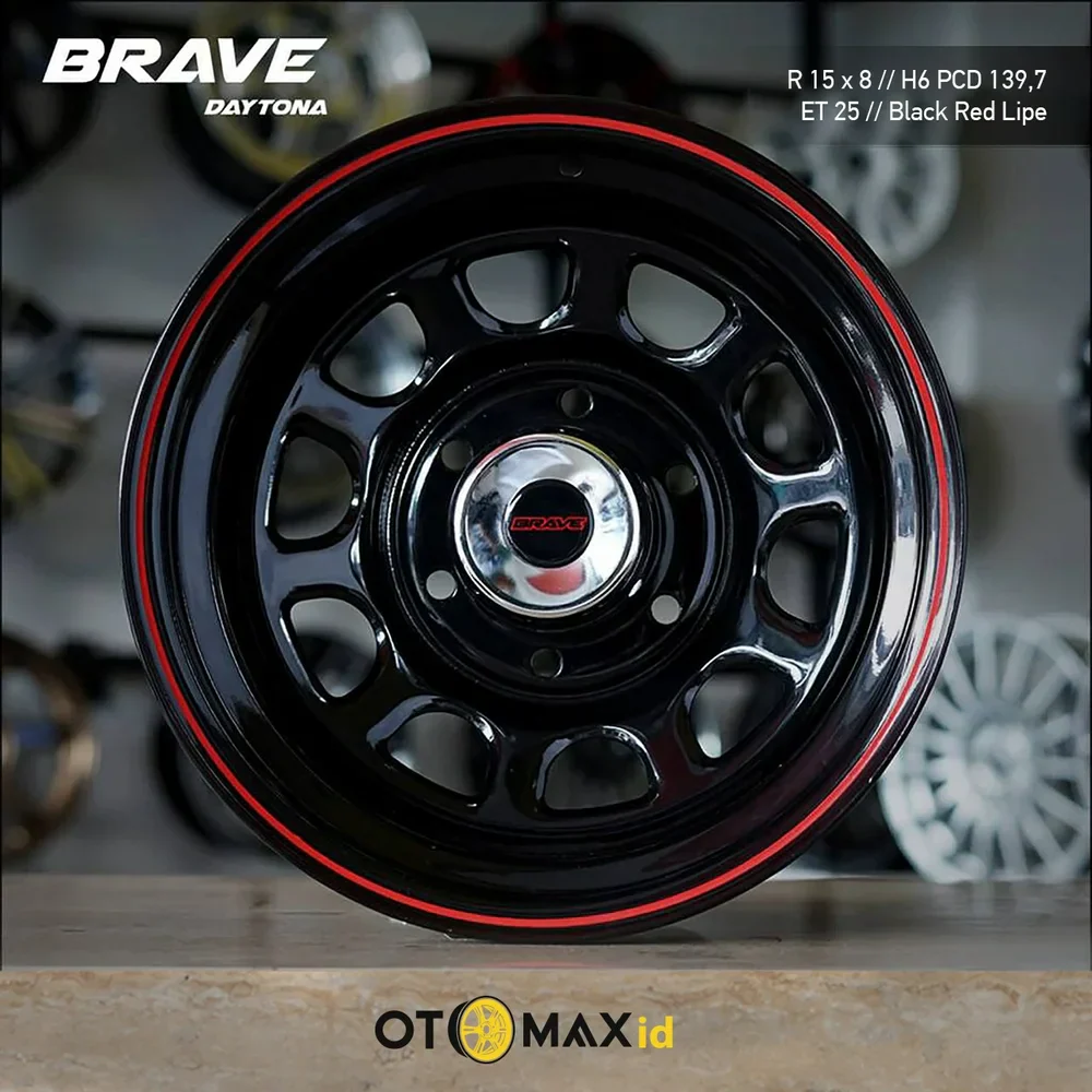 Velg Mobil Brave Daytona Ring 15 Black Red Line