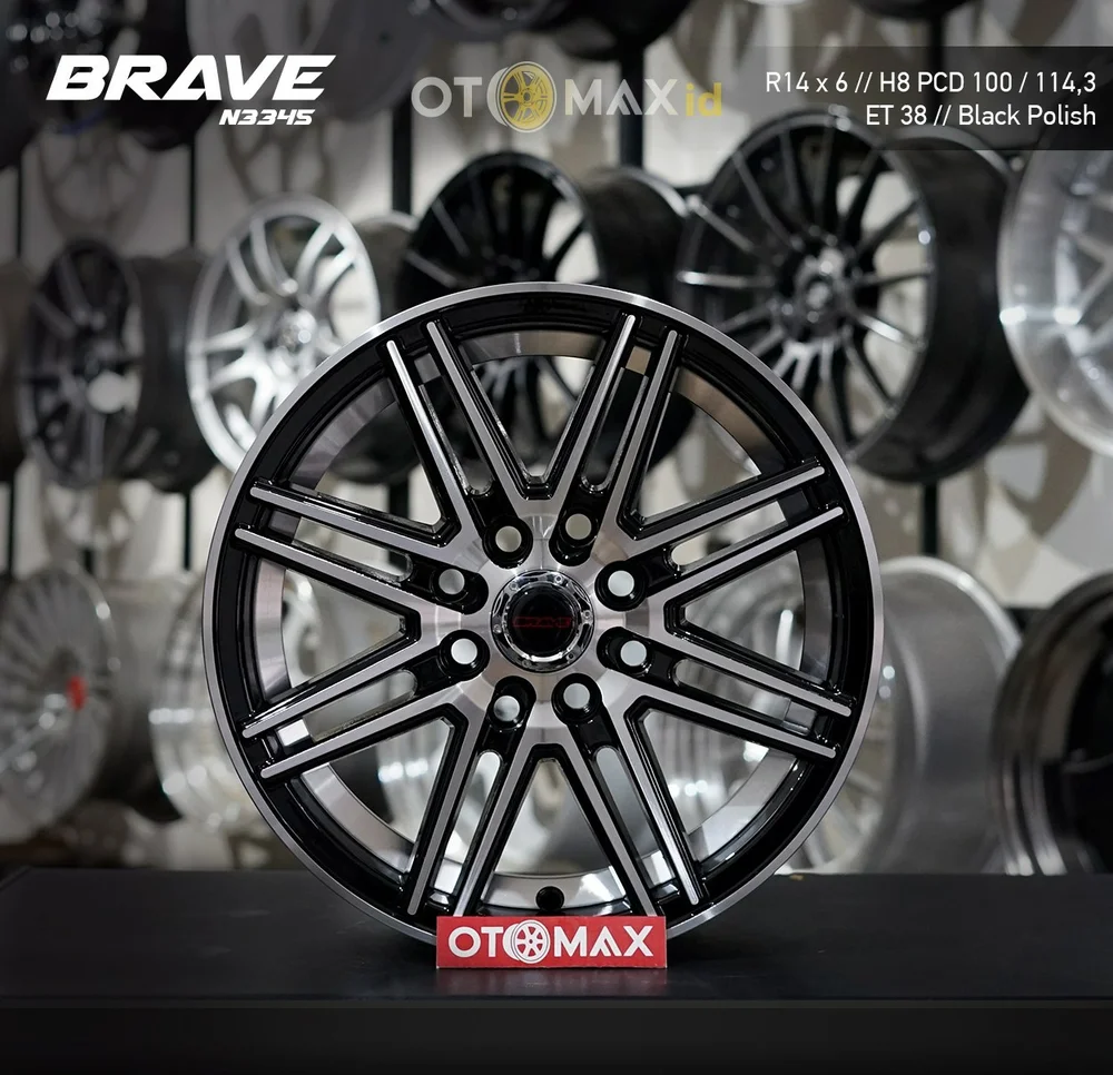 Velg Mobil Brave N3345 Ring 14 Black Polish