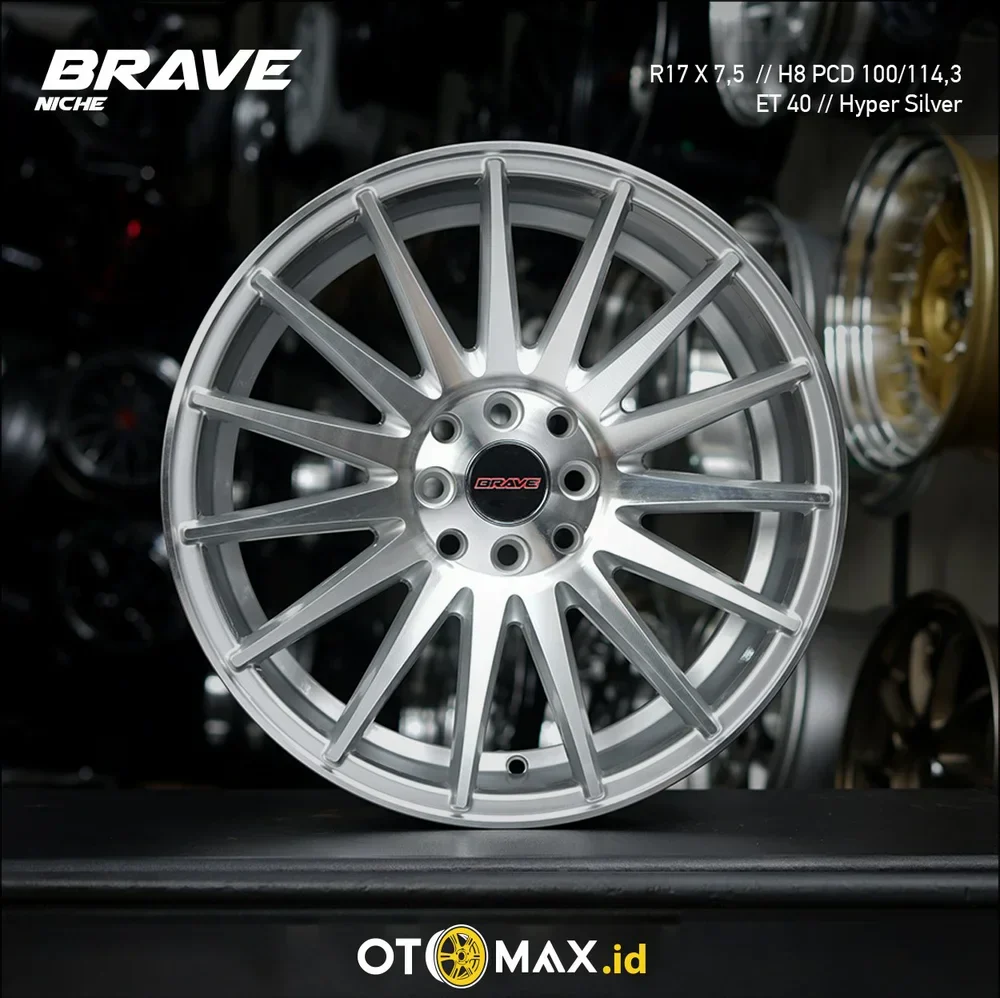 Velg Mobil Brave Niche Ring 17 H8 Silver Full Polish