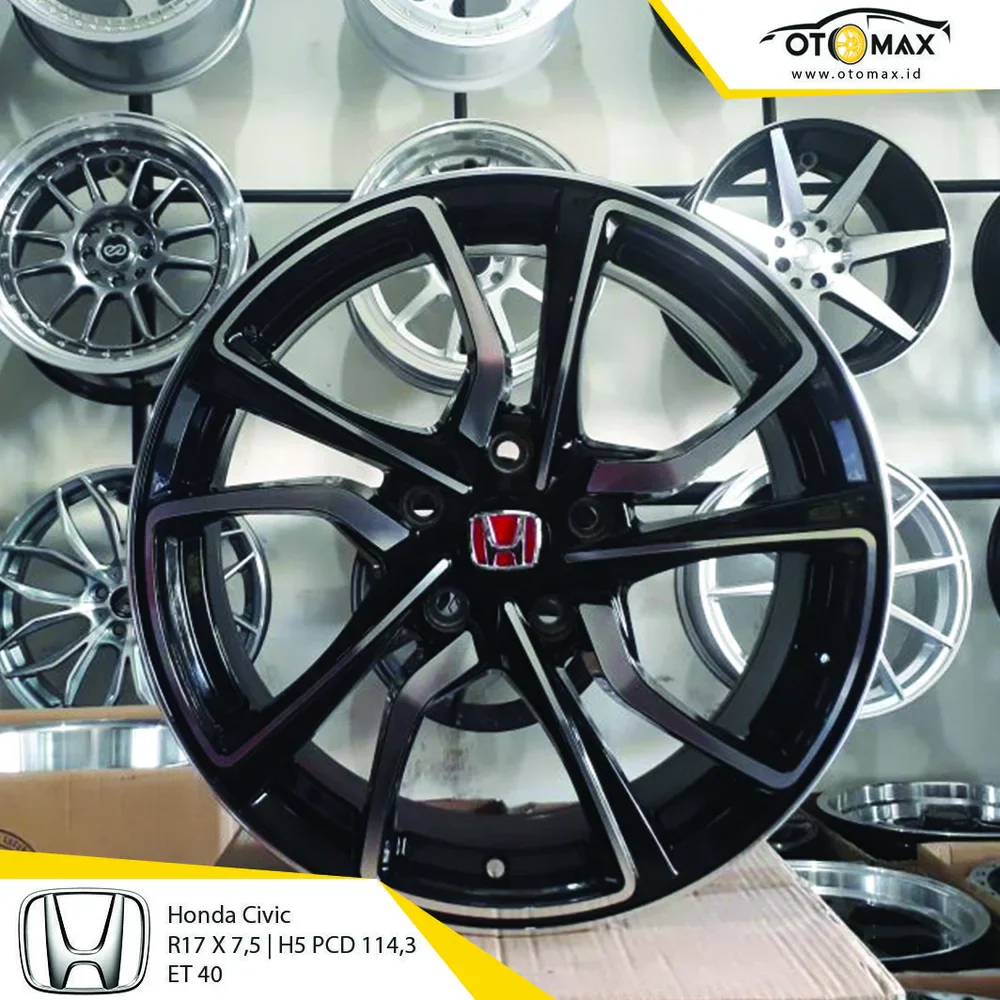 Velg Mobil Honda Civic Type R HD008 Ring 17 Black Machine Face