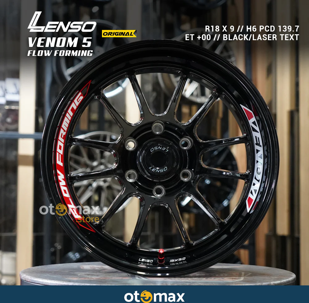 Velg Mobil Lenso Venom 5 Ring 18 Black Laser Text - Image 2