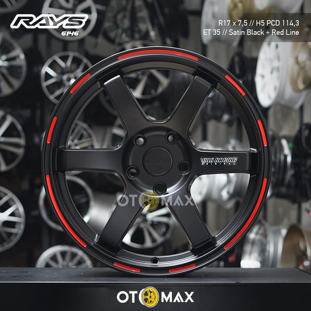 Velg Mobil Rays Ring 17 Satin Black With Red Line